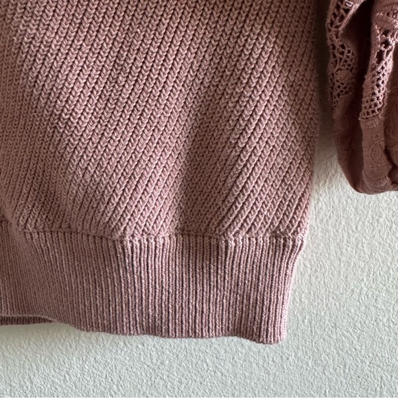 Ba&sh Samoa Pink Embroidered Puff Sleeve Lady Pullover Sweater size Small - Picture 11 of 14